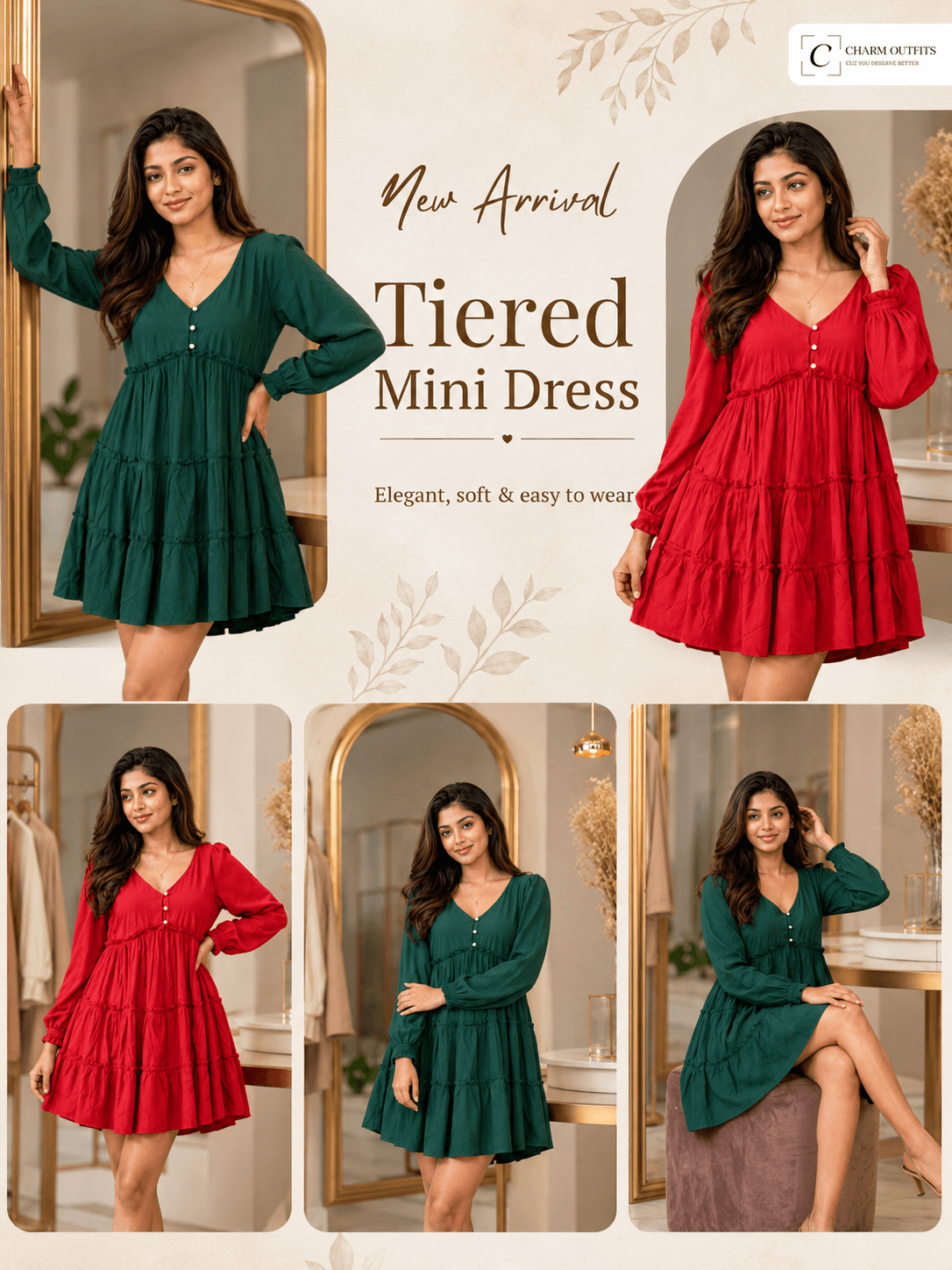 Charm Tiered Mini Dress (Cotton Mix)