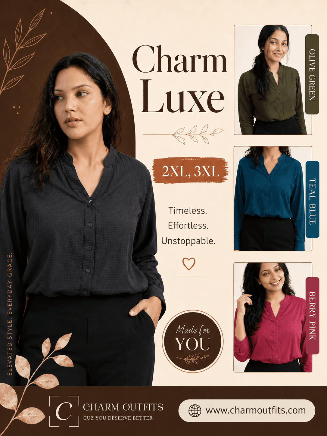 Charm Luxe Blouse (Premium textured fabric)